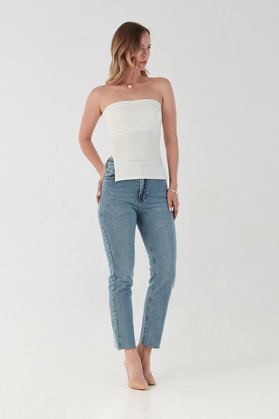 Fulla Moda Βασική μπλούζα στράπλες με σχισμές στο πλάι