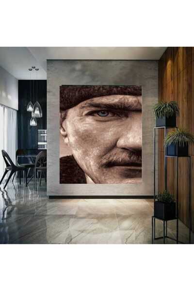 Lamba Cini Sayılarla Boyama Kasnaklı Tablo Seti Fırça Boya Dahil 40x50 Atatürk1