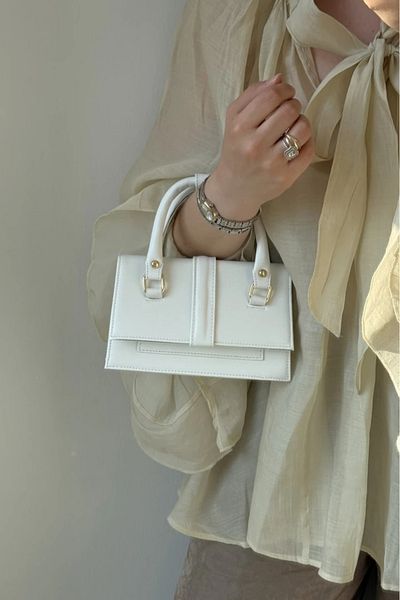 LEONAS Multi-Eye Stylish Women's Hand and Shoulder Bag Tarnel White
