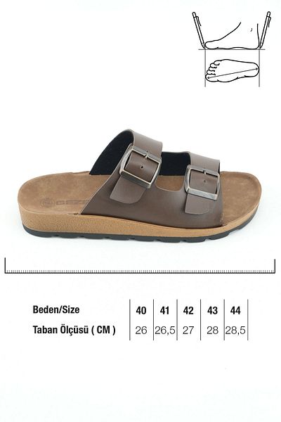 GEZER Summer Men's Two Buckle Adjustable Comfortable Sole Faux Leather Daily Slippers