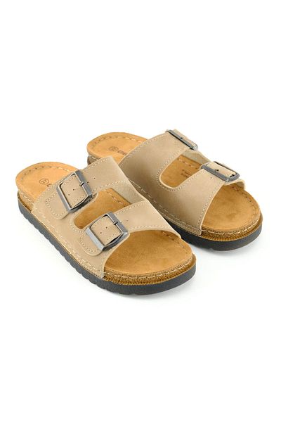 GEZER Women's Summer Faux Leather Two Buckle Adjustable Comfort Sole Daily Slippers