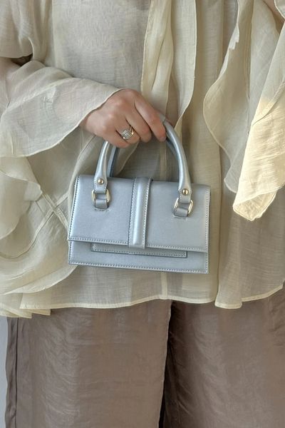 LEONAS Multi-Eye Stylish Women's Hand and Shoulder Bag Tarnel Silver