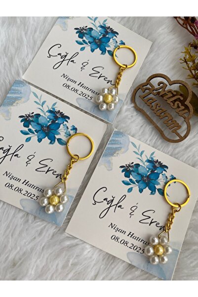 Nilsu Tasarım 15 Pieces Pearl Chamomile Keychain