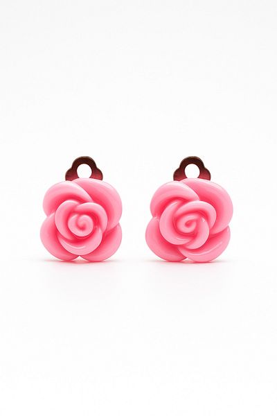 MakeWell Pink Rose Design Compression Children's Earring for Non-Pierced Ears