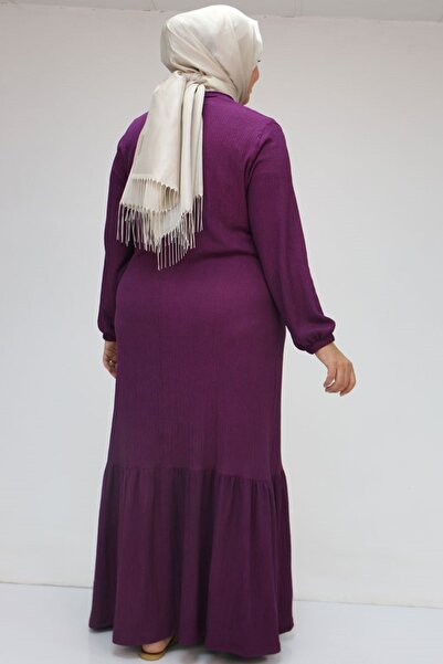 Eslina 32024 Plus Size Ruffled Wrap Dress - Plum