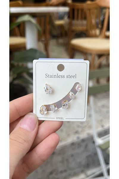 ZEYCE 6-Piece Gold Color Drop Patterned Tarnish-Free Earrings