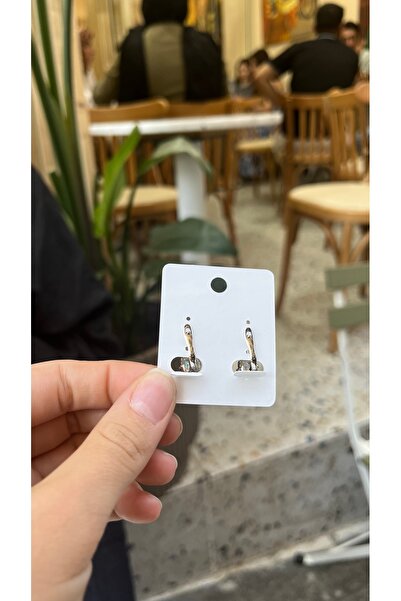 ZEYCE Gold Oval Taşlı Arkası Klipsli Kararmaz Küpe