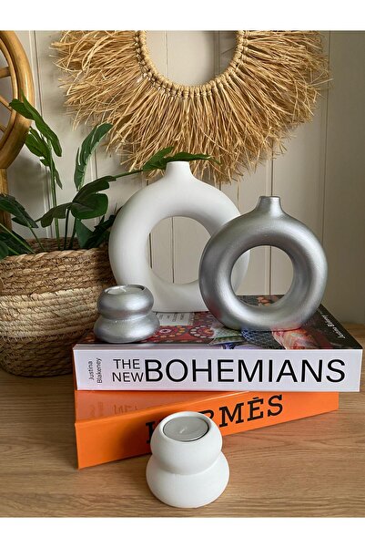 Porselian Διακοσμητικό Σετ 4 Βάζο & Κηροπήγιο Bohemian |   Βάζο με δαχτυλίδι ...