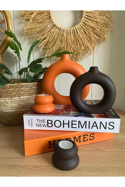 Porselian Διακοσμητικό Σετ 4 Βάζο & Κηροπήγιο Bohemian |   Βάζο με δαχτυλίδι ...