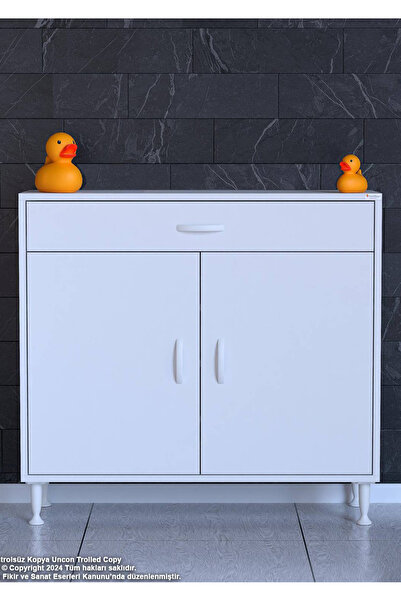 Modilayn 100 x 88 x 32,5 cm’lik 1 Çekmece 1 Kapak 3 RAF 4 Gözlü, Organizatör Mutfak Dolabı Çok Amaçlı Dolap