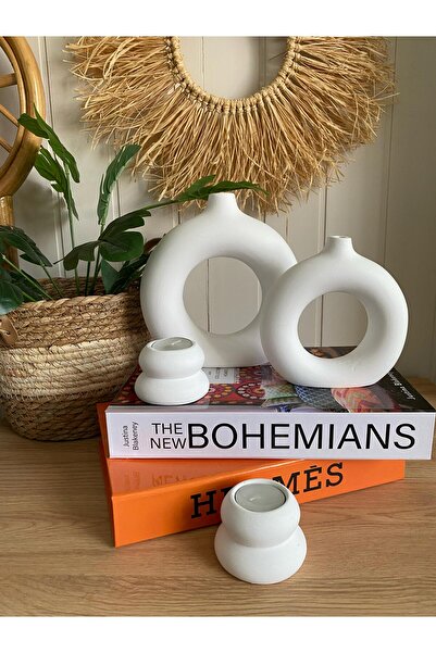 Porselian Διακοσμητικό Σετ 4 Βάζο & Κηροπήγιο Bohemian |   Βάζο με δαχτυλίδι ...