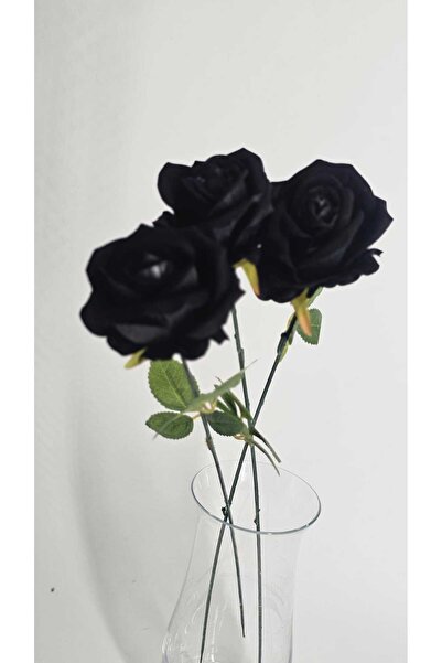 yapay çiçek evi Yapay KADİFE Gül 3 Adet SİYAH Ev VAZO Dekor cicegi