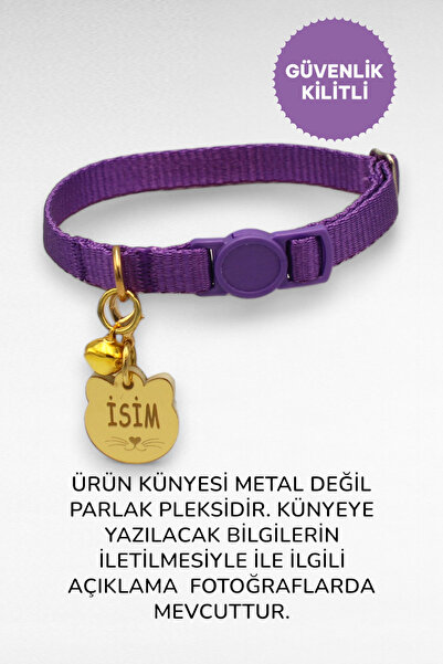 CARAMELOS İSİMLİ KEDİ TASMASI KEDİ İSİMLİK KİŞİYE ÖZEL-GÜVENLİK KİLİTLİ- EKO ...