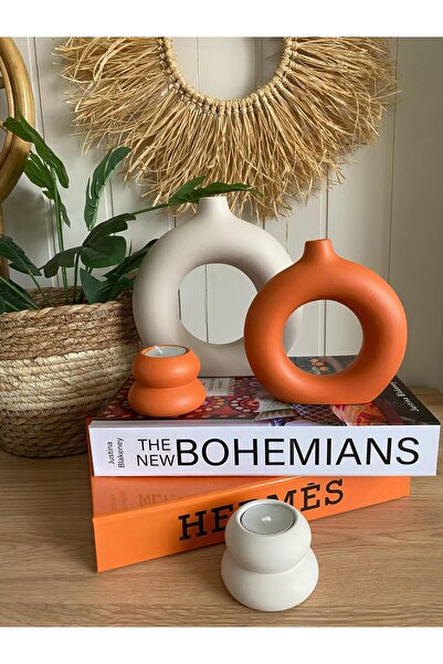 Porselian Διακοσμητικό Σετ 4 Βάζο & Κηροπήγιο Bohemian |   Βάζο με δαχτυλίδι ...