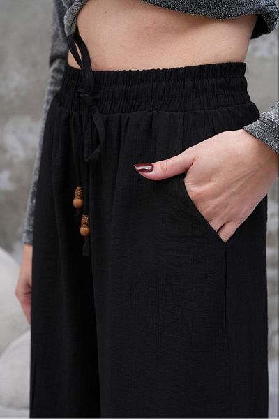 MODAMOR Textured Wide Leg Pants Black