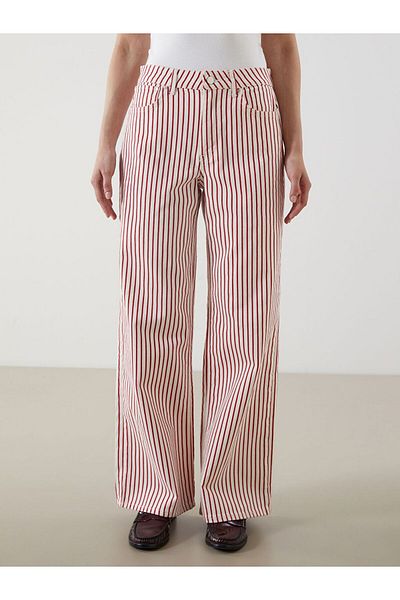 LC Waikiki Γυναικείο τζιν παντελόνι LCW Modest ριγέ με φαρδύ πόδι