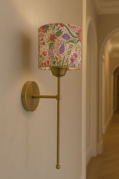 retro home design Eskitme Pilli Aplik Baskı Kumaş Abajur Tak Çalıştır Aplik S...