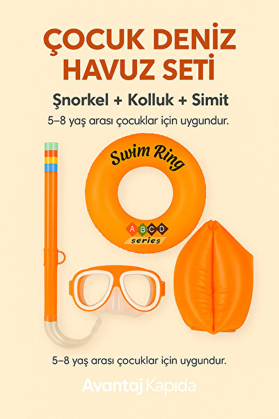 Avantaj Kapıda Children's Sea Pool Set of 3 – Snorkel Mask + Armband + Simit (5-8 Years)