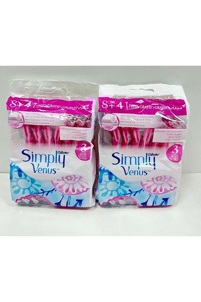 Gillette Simply Venus Razor 3-Blades - 12 Pieces (2 Packs)