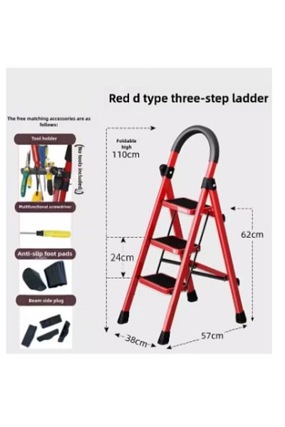 ROYAL ROSE 3-Step Folding Home Ladder with Wide Anti-Slip Pedal, Sturdy Portable Steel Ladder