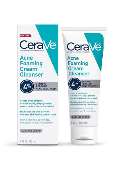 CeraVe Acne Foaming Cream Cleanser 4% Benzoyl Peroxide Acne Treatment 150ml