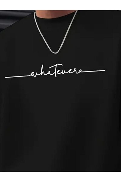 MODA Men's Long Sleeve Crew Neck Letter Print Two Thread Blouse