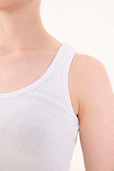 GRİMALDİ Women's Ribbed Look Thick Strap Basic White Undershirt