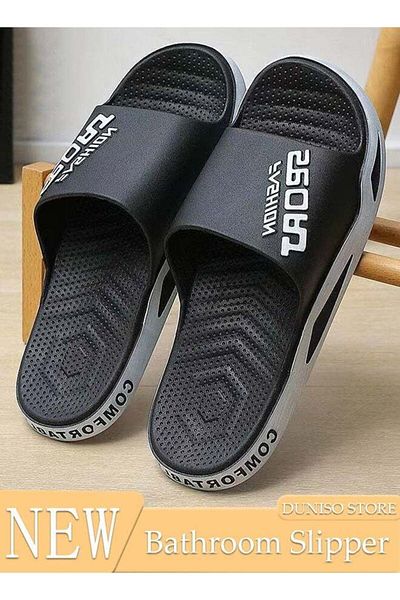 Generic DUNISO Men's Slipper Thick Sole Non-Slip Bath Slippers Open Toe Shower Slippers