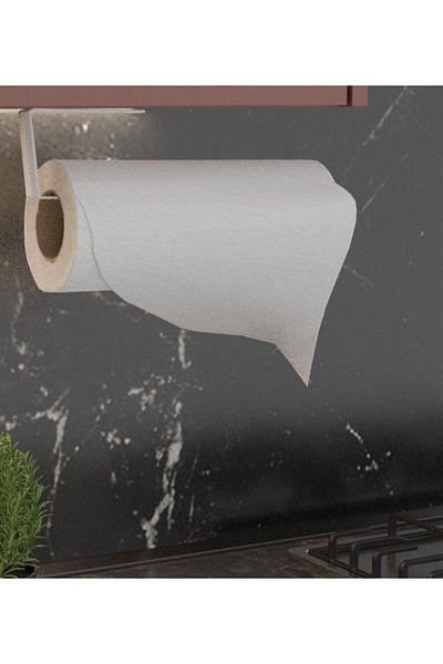 STOREMAX Metal White Adhesive Paper Towel Holder Adhesive Towel Rack, Bathroom Hanger