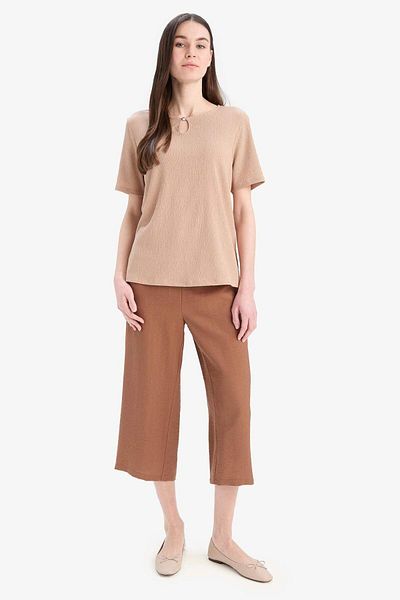 DeFacto Flexible Waisted Basic Plain Pocket Capri E4390Ax25Sm