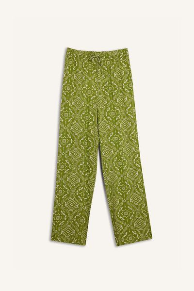 DeFacto Regular Fit Patterned Stretch Waist Straight Leg Pants D8844Ax25Sp