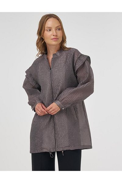 Kayra Jachetă jacquard brodata afumată