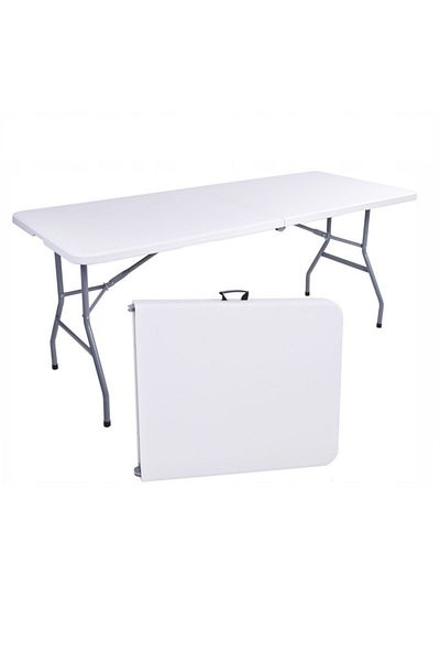 JollyMag White folding table, for garden, camping or fishing, suitcase type, JollyMag, SC02, 70x180 cm