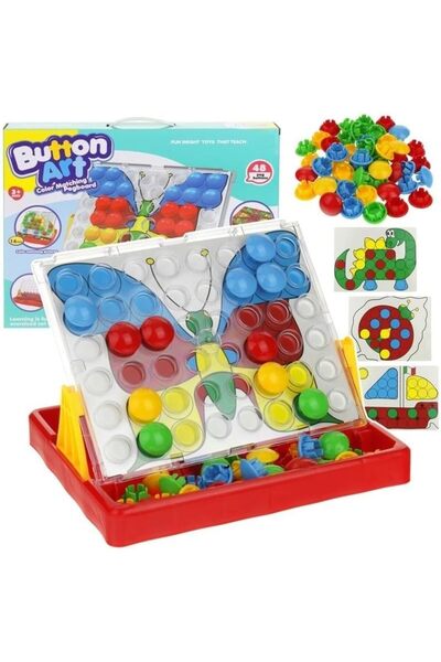 Goishtrie لعبة مطابقة ألوان الأزرار، لوحة شفافة، أوتاد، بطاقات صور مزدوجة الج...