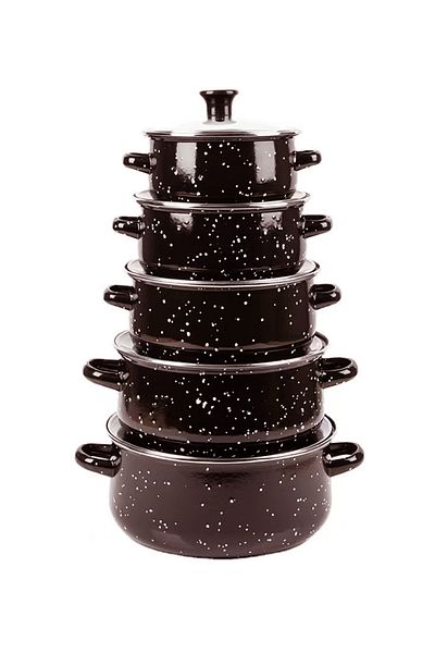 sharpdo 5-Piece Kitchen Soup Pot Enamel Pot Stew Pot Set, Gas Induction Cooker Available 16/18/20/22/24CM