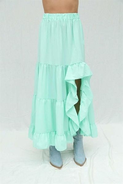 AhEs Shopping Audrey Frilly Slit Detail Skirt 4037