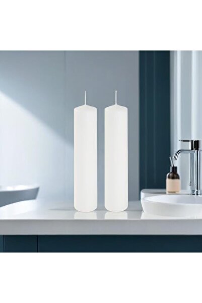 Other شموع منزلية طويلة بيضاء اللون بدون رائحة، قطعة ديكورية ذات وقت احتراق ط...
