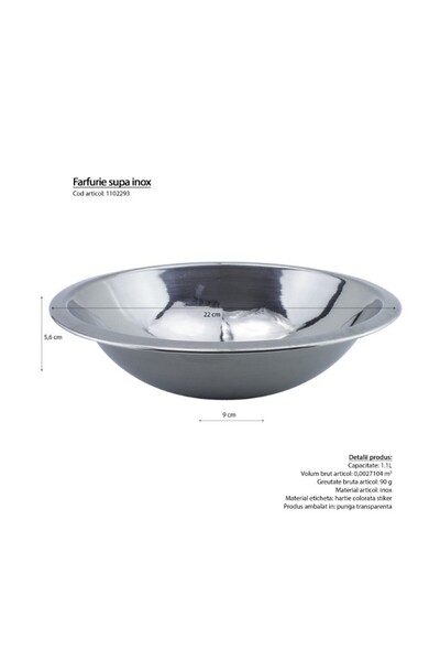 AzHome Farfurie adâncă, oțel inoxidabil, Ø 22 cm