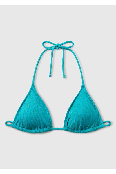 United Colors of Benetton Women's Turquoise Jacquard Zebra Patterned Halter Neck Padded Bikini Top
