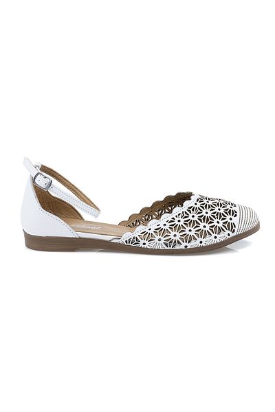 Caspiansea Women's ballet flats, Caspian, Cas-182, casual, natural leather, white, 40