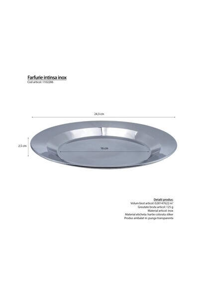 AzHome Farfurie plată, oțel inoxidabil, Ø 24 cm