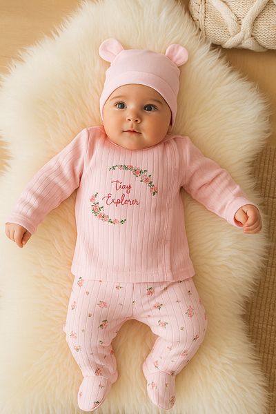 MYZİ STORE Newborn Baby 100% Cotton 3-Piece Hospital Release 0-3 Months