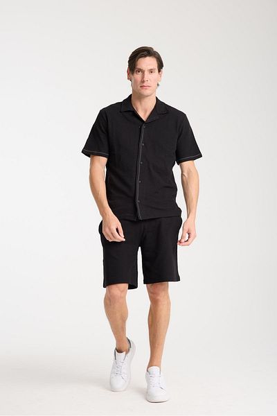 Store Men's Cotton Shorts and Shirt Set - Comfortable and Soft 100% Cotton Fabric, Summer and Daily Use Set