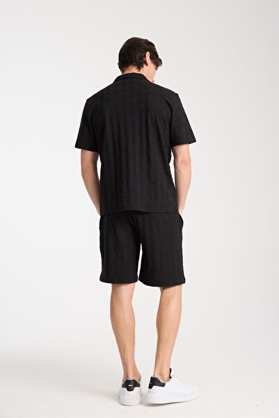 Store Men's 100% Cotton V-Neck Shirt and Lace-Up Shorts Set - Stylish Sports Casual Combination