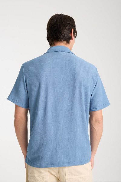 Store Men's Cotton V-Neck Textured Shirt - Light and Comfortable Casual Summer Wear