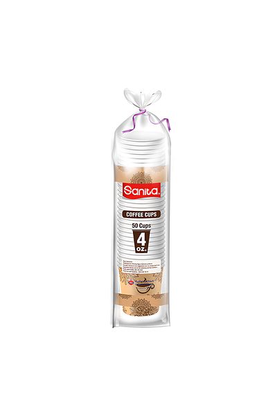 Sanita 50-Piece Disposable Paper Cup Set Brown and White 4oz