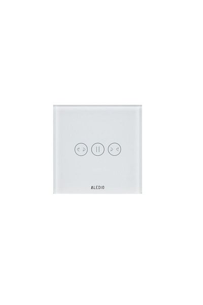 ALEDIO Smart Switch for Curtains/Shutters/Garage Doors with Touch, Glass Frame, WiFi, White