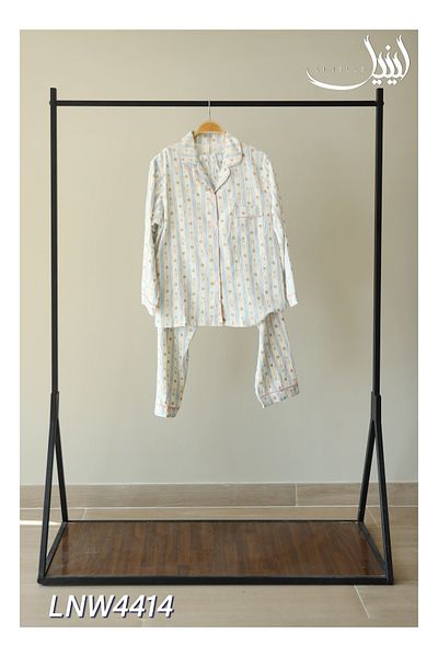 LINELLE 2-Piece Pyjama Set- Pastel Floral Printed Nightwear Set with Shirt and Pants.