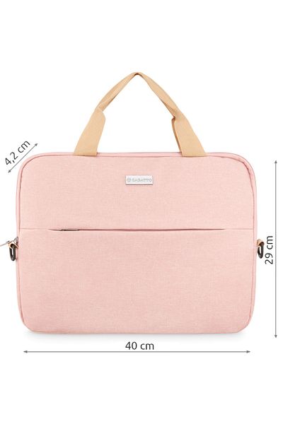 zagatto Slim laptop bag 15.6”, pink, waterproof, external pocket, adjustable strap, ZG853