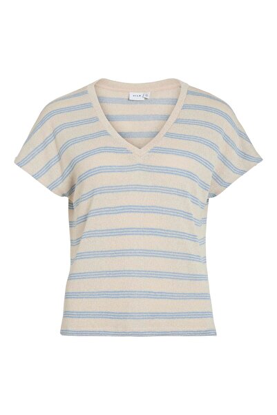 VILA Oberteil mit kurzen Ärmeln VIHERMINA V-Ausschnitt